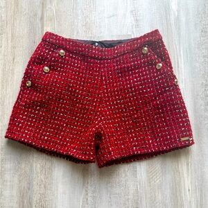Chic Red Tweed Girl’s Shorts